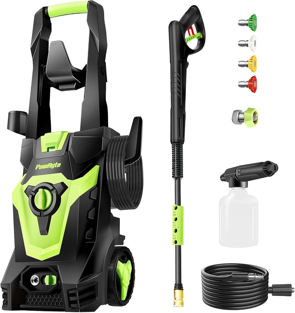 PowRyte Electric Pressure Washer, Foam Cannon, 4 Different Pressure Tips, Power Washer, 3800 PSI ... | Amazon (US)