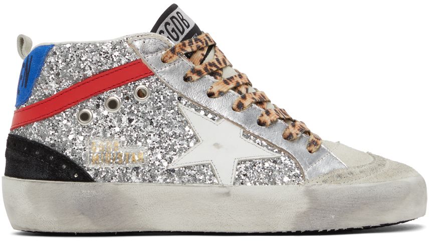 Silver Glitter Mid Star Sneakers | SSENSE