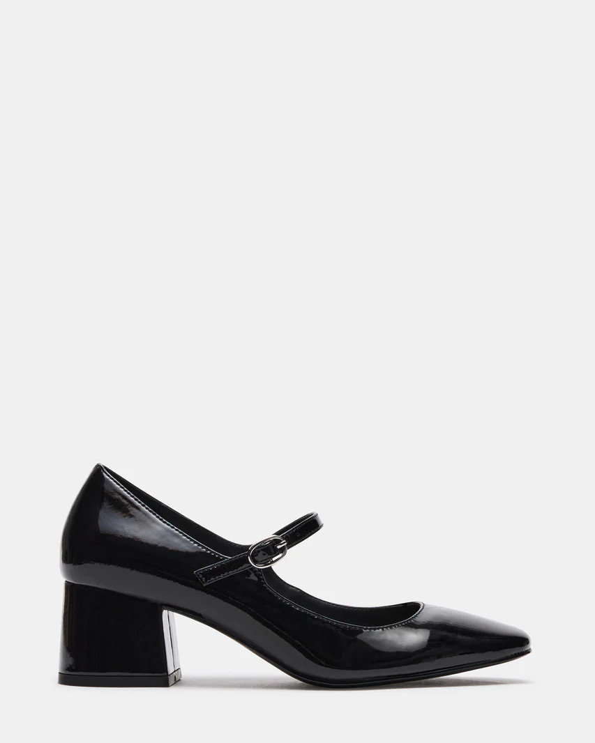 HAWKE Black Patent Mary Jane Block Heel | Women's Heels | Steve Madden (US)