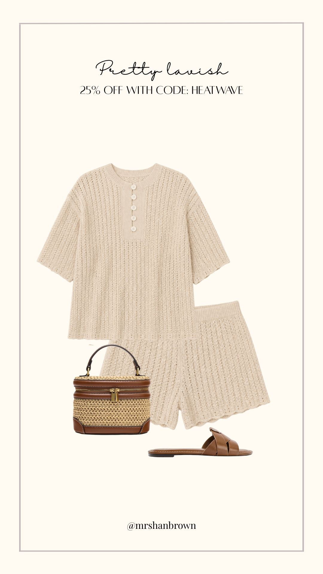 Easy throw on Holiday Co-ord 🤎 25% off almost everything with code: HEATWAVE 

Natural Knit Set, Neutral Summer Co-Ord, Knitted Top And Shorts, Raffia Bag, Brown Slide Sandals, Holiday Loungewear, Minimal Summer Style, Beachwear

#LTKuk #LTKsummer #LTKtravel