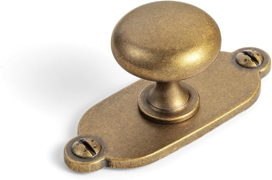 Goo-Ki Antique Brass Zinc Alloy Cabinet Knob with Backplate - Single Hole Center Cabinet Pull Har... | Amazon (US)