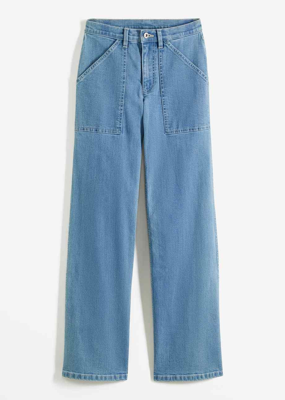 Jean mode avec poches plaquées et jambes larges - bleu moyen denim, T.N. | Bonprix FR