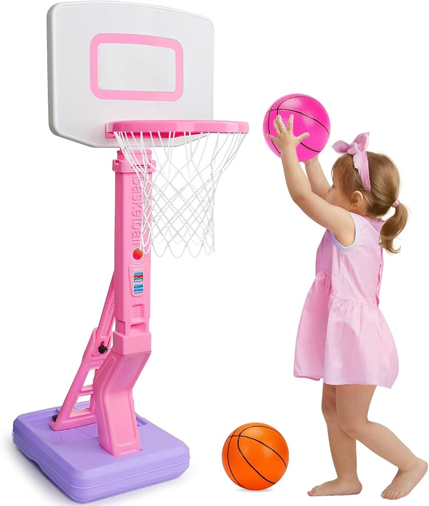 Toddler Pink Basketball Hoop Indoor Outdoor Backyard Poolside Basketball Hoop for Kids 1-3 4-8 He... | Amazon (US)