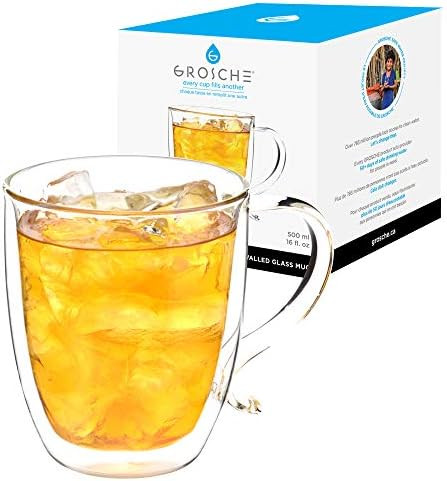 GROSCHE Cyprus Double-Walled Glass Coffee Mug Heatproof Insulating Double Walled Glass Mug, Excel... | Amazon (CA)