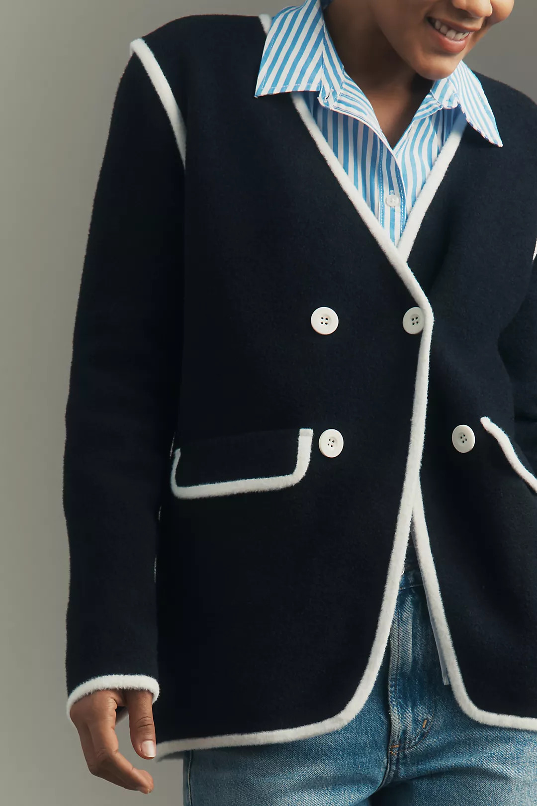 NVLT Knit Double-Breasted Blazer | Anthropologie (US)