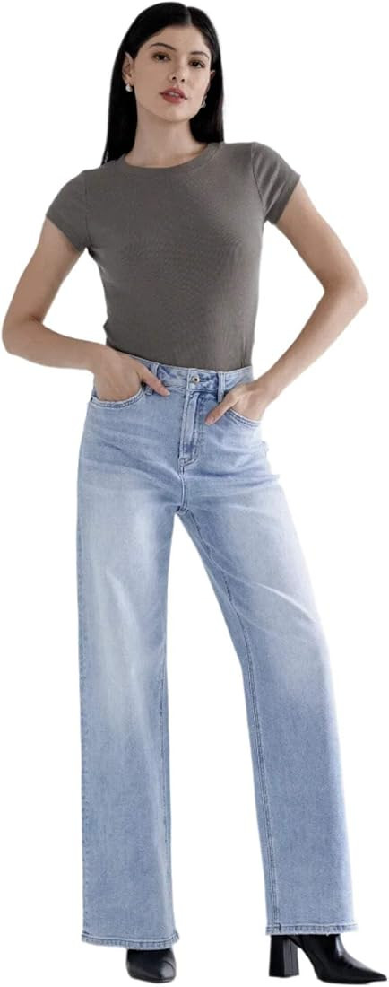 SALT TREE Mica Denim - Super High Rise Straight Leg Loose Fit Jeans - MDP-T3288 | Amazon (US)