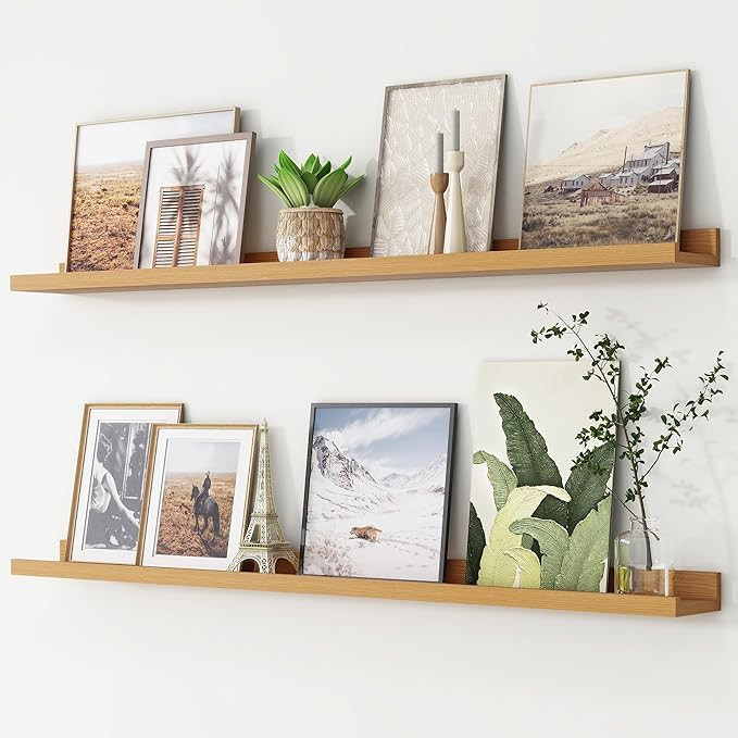 Picture Ledge Shelf, Floating Shelves Set of 2, 48 Inches Long Large Nursery Book Shelves for Toy... | Amazon (US)