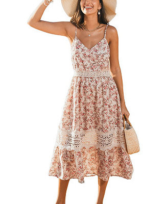 CUPSHE Women's Blushing Bouquet Floral Midi Beach Dress - Macy's | Macy's