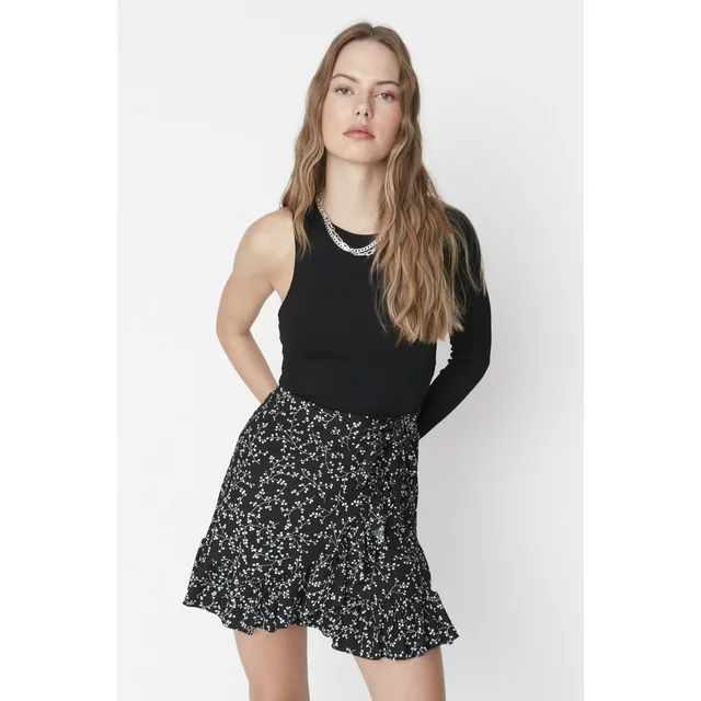 Trendyol Women Mini Ruffled Skirt Regular Fit Knitted Skirt - Walmart.com | Walmart (US)