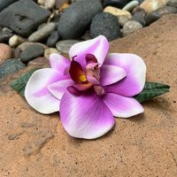 Tropical Hawaiian Bridal Purple Orchids Flower Hair Clip | Etsy (US)