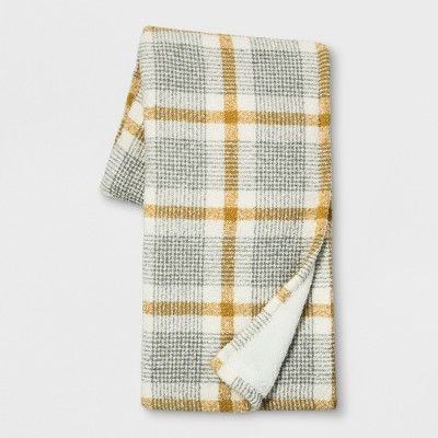 60"x50" Plaid Boucle With Sherpa Reverse Throw Blanket - Threshold™ | Target