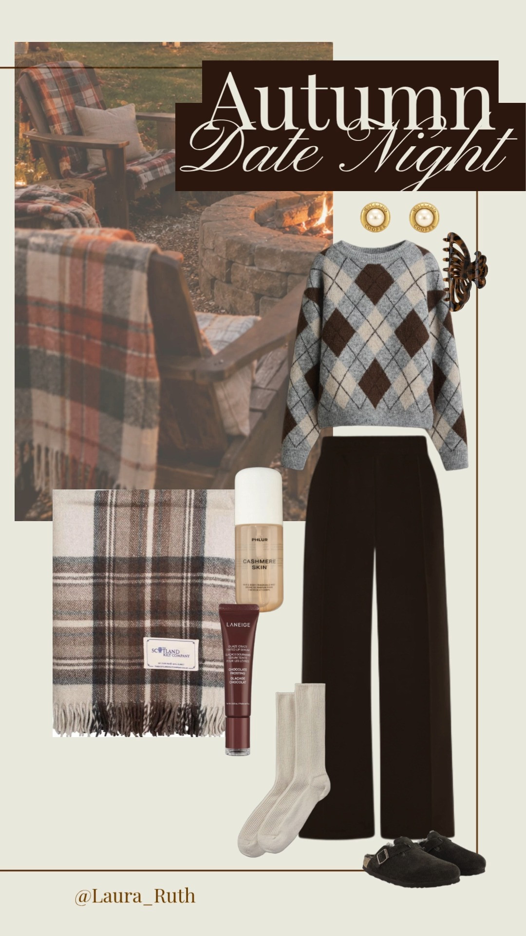 The perfect cosy autumn date night uniform 🤎🪵🍷
Argyle knit, chocolate brown trousers and cosy accessories = effortless autumn dressing. date night outfits, fall fashion hauls 

 #LTKuk #LTKautumn #LTKdatenight