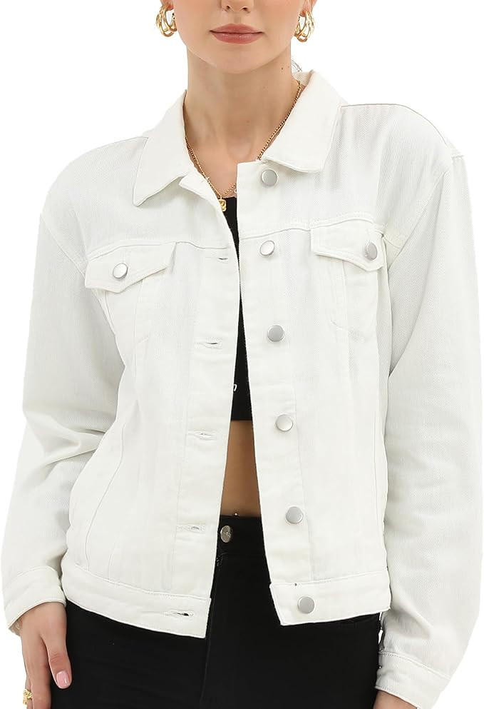 Argstar Denim Jacket for Women Button Up Long Sleeve with Pockets (Available in Inner Pockets) | Amazon (US)