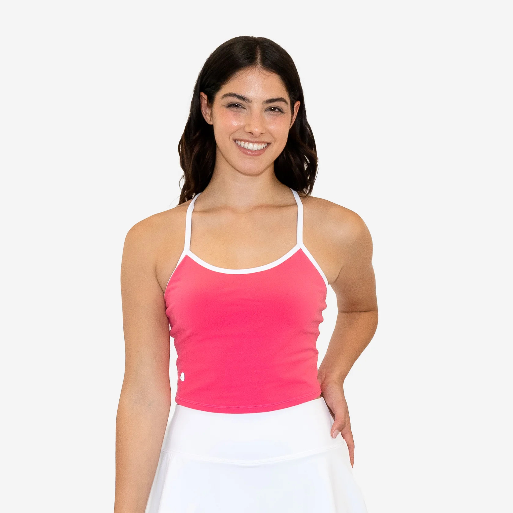 Sculpt Ava Crop Top - Dragonfruit / White | Senita Athletics