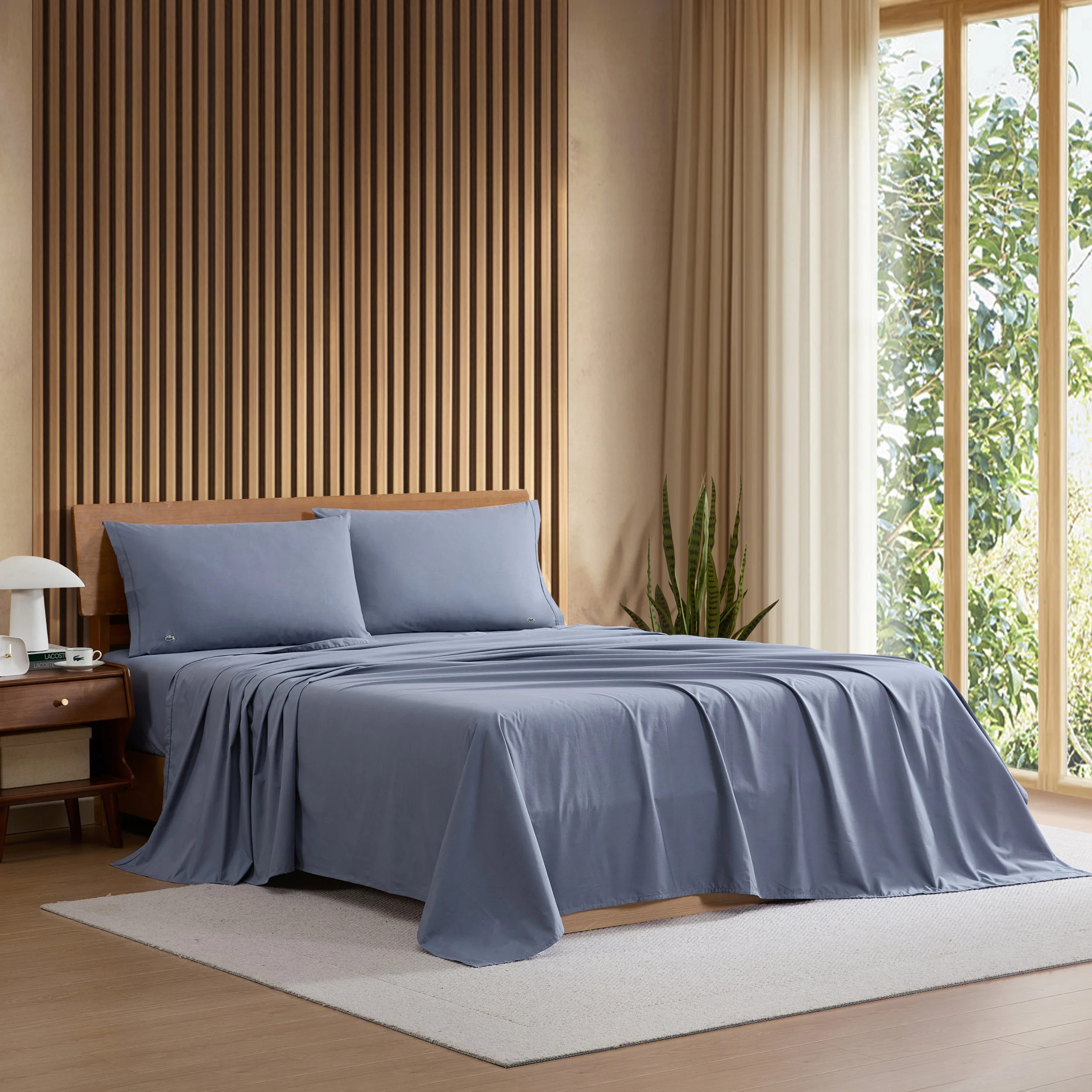 Lacoste Cotton Percale 200 Thread Count 100% Cotton Sheet Set | Wayfair North America
