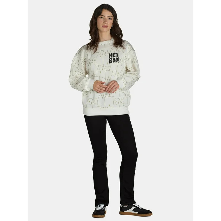 Halloween Women’s Hey Boo Graphic Sweatshirt, Sizes XXS-XXL | Walmart (US)