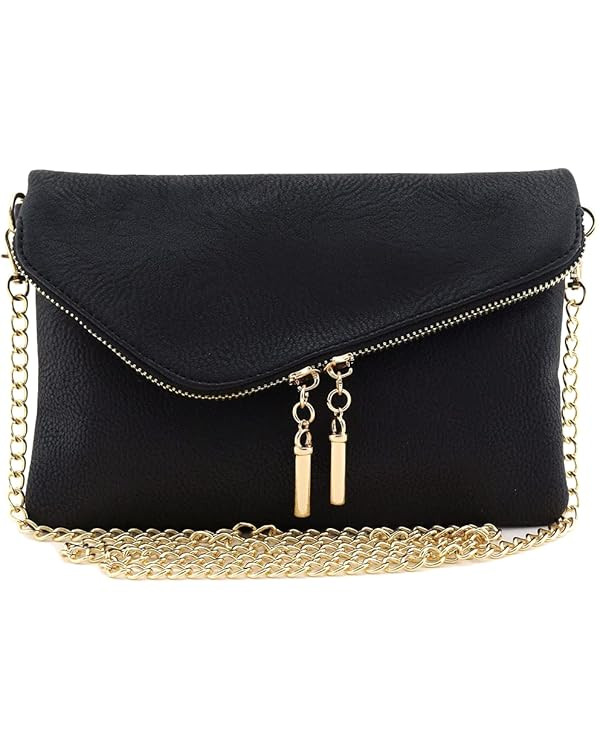 FashionPuzzle Envelope Wristlet Clutch Crossbody Bag with Chain Strap | Amazon (US)