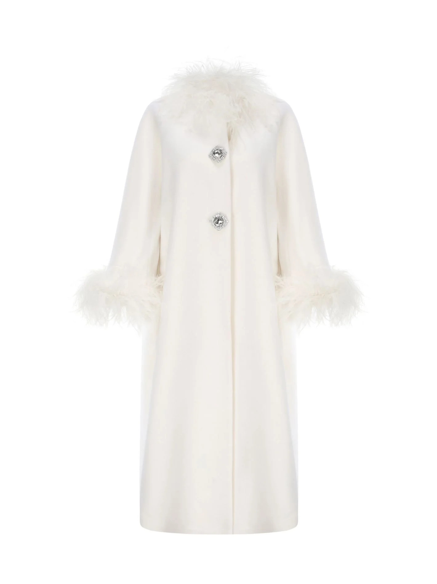 Nina Feather Coat (White) (Final Sale) | Nana Jacqueline
