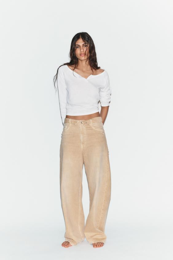 TRF MID-WAIST FOLDED WAIST JEANS | Zara UK