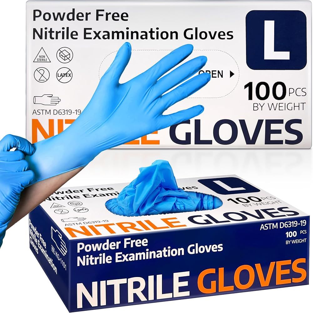 Medical Nitrile Exam Gloves, Latex-Free & Powder-Free Non-Sterile Food Safe Cleaning Disposable G... | Amazon (US)