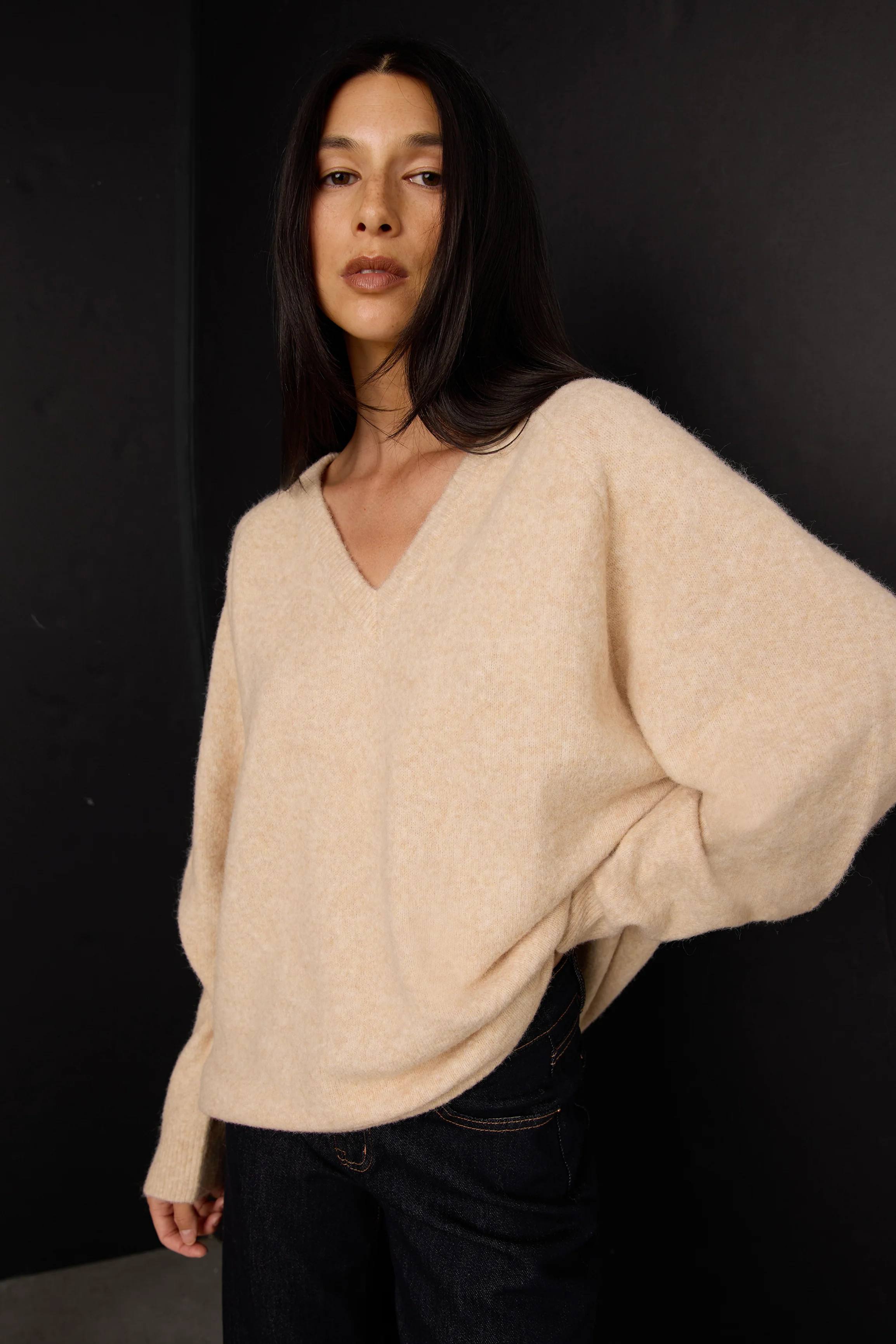 V-NECK SWEATER Sky Captain / Double Extra Small | OAK + FORT