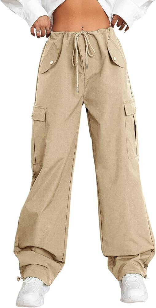 Ermonn Baggy Cargo Pants for Women High Waisted Wide Leg Joggers Hiking Parachute Pants with Pock... | Amazon (US)