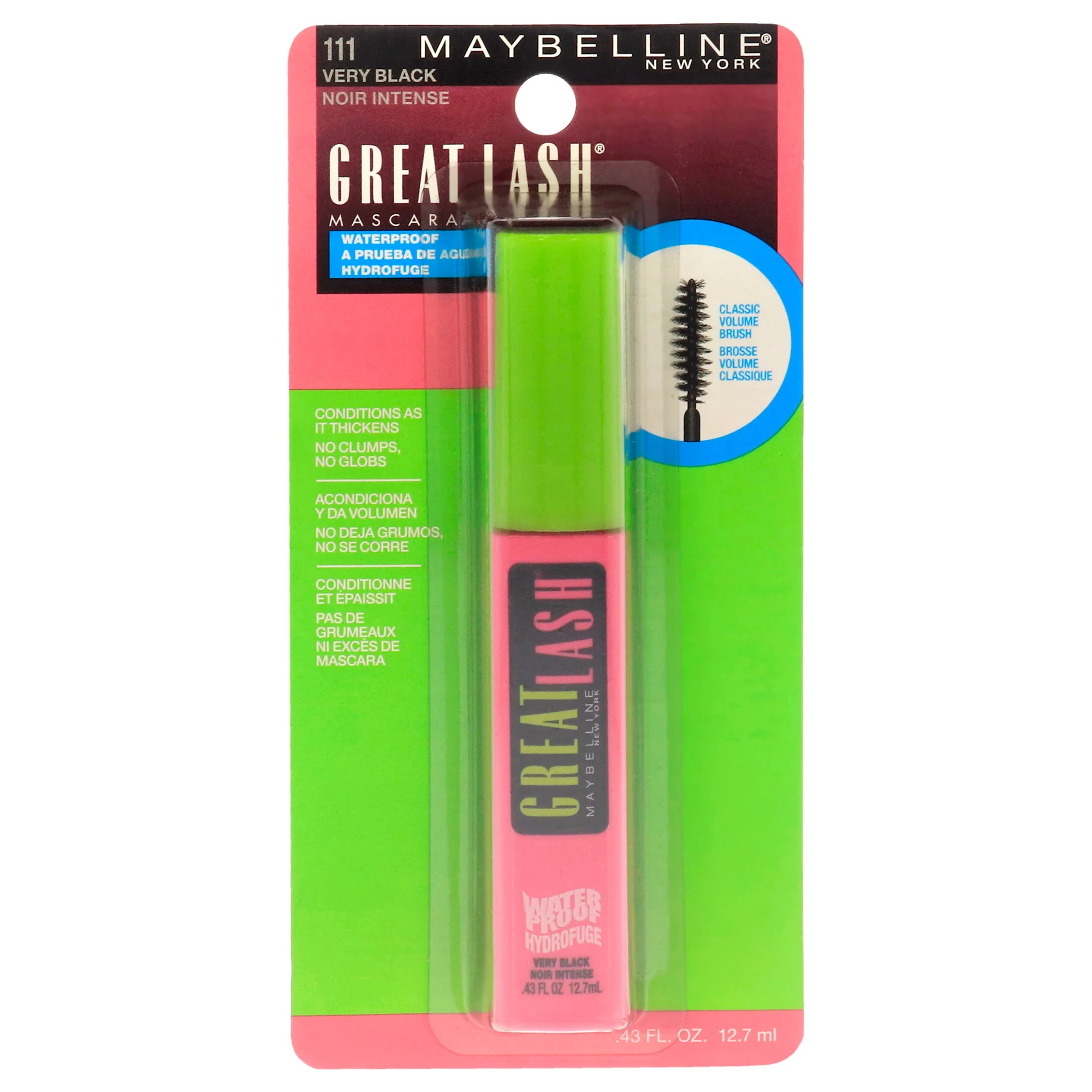 Great Lash Waterproof Mascara - # 111 Very Black by Maybelline for Women - 0.43 oz Mascara | Shop Simon