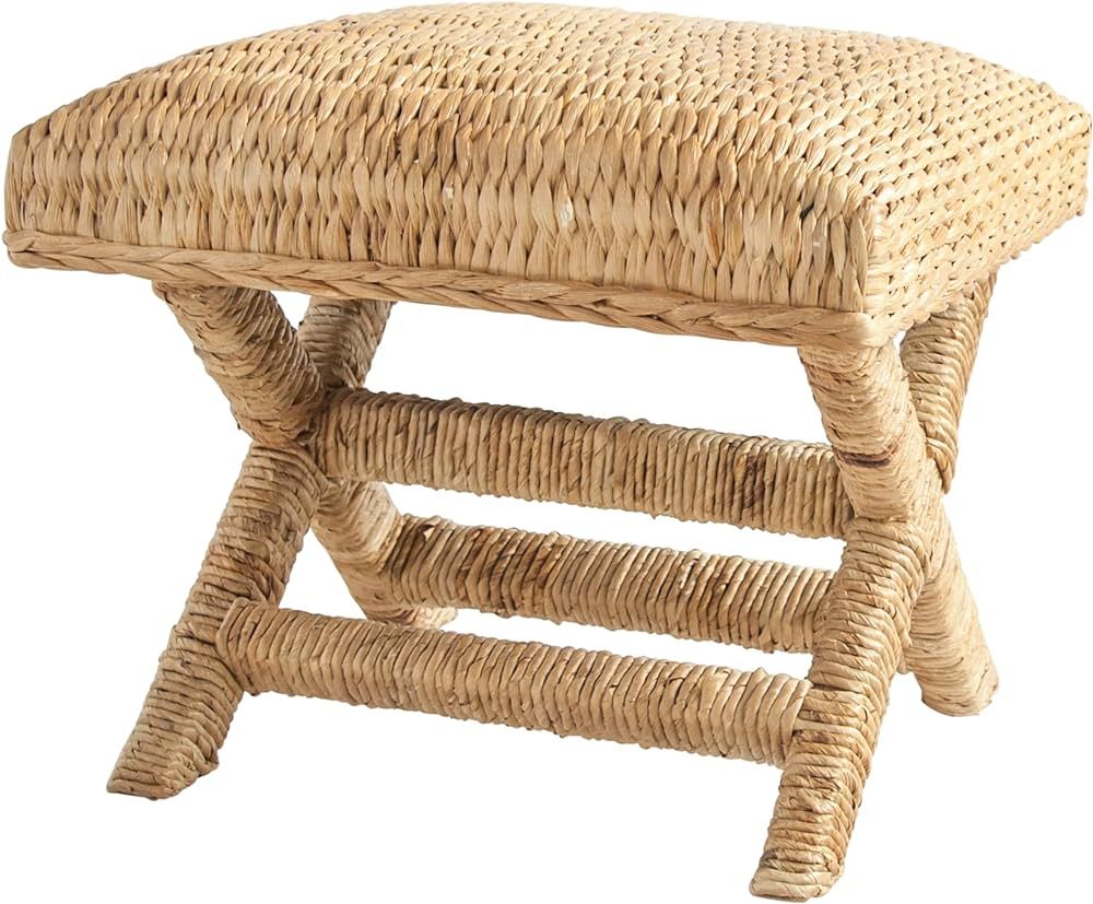 Creative Co-Op Wood & Woven Water Hyacinth Stool, Natural | Amazon (US)