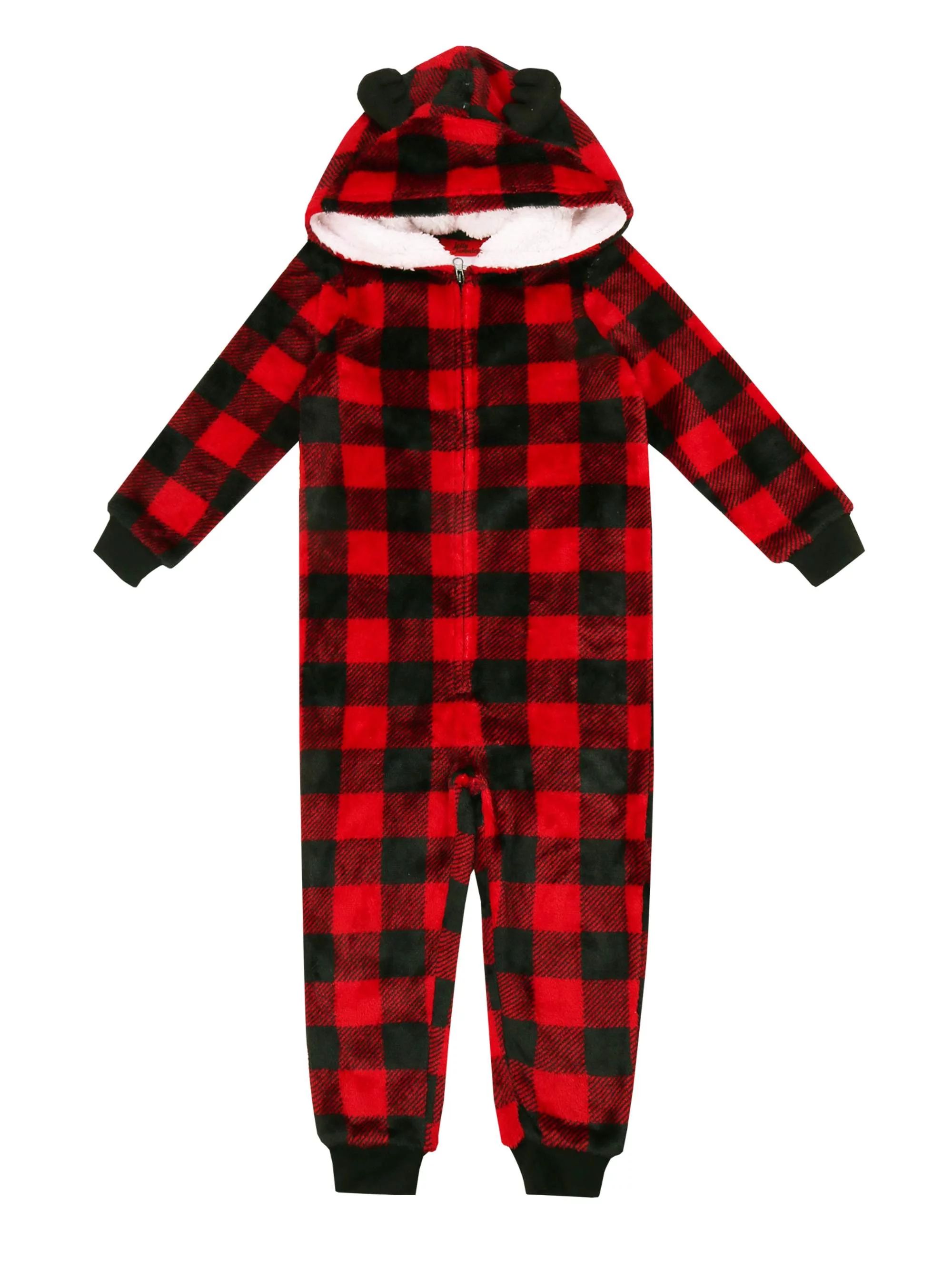 Matching Family Christmas Pajamas Toddler Boy and Girl Unisex Jolly Jammies Buffalo Plaid Sleeper... | Walmart (US)