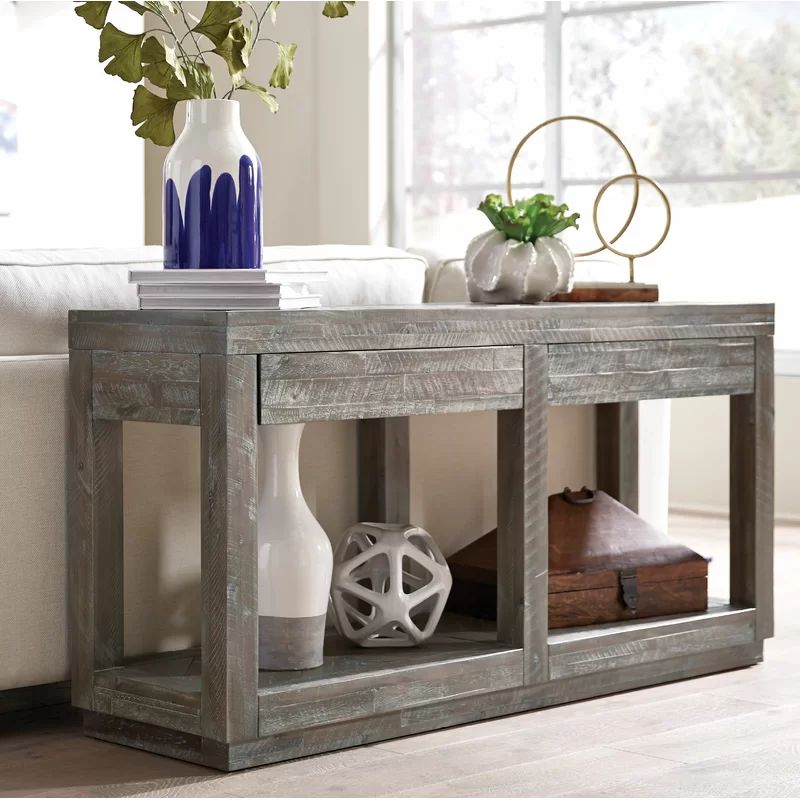 Brunhild Solid Wood Two Drawer Console In Rustic Latte | Wayfair North America