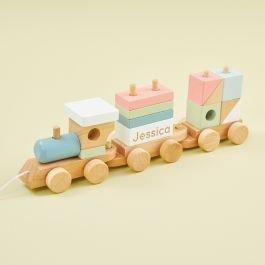 Personalised Wooden Train Pull-A-Long Toy with Blocks | My 1st Years (Global)