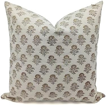 14x14 Pillow Covers Cushion Cover – Thick Cotton Hand Block Print Floral Pillowcase Decorative ... | Amazon (US)
