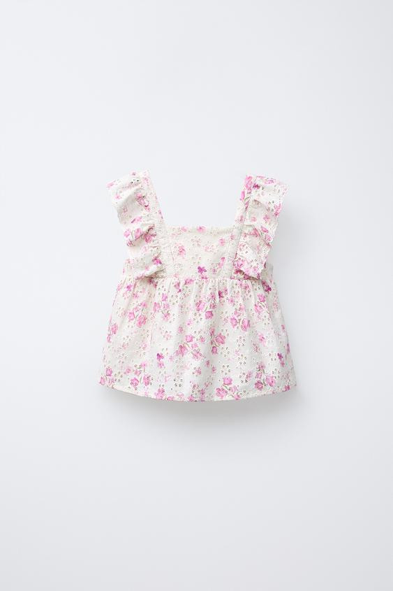 FLORAL PRINT SHIFFLY TOP | Zara US