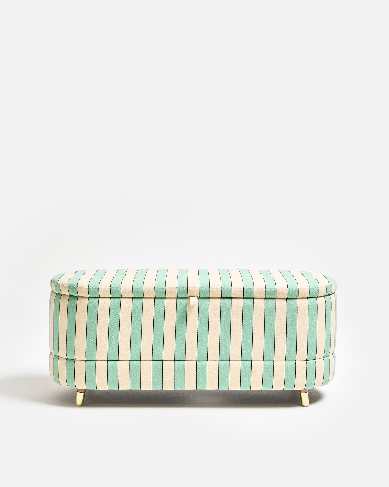 Ola Green & Cream Striped Tub Ottoman | Oliver Bonas (Global)