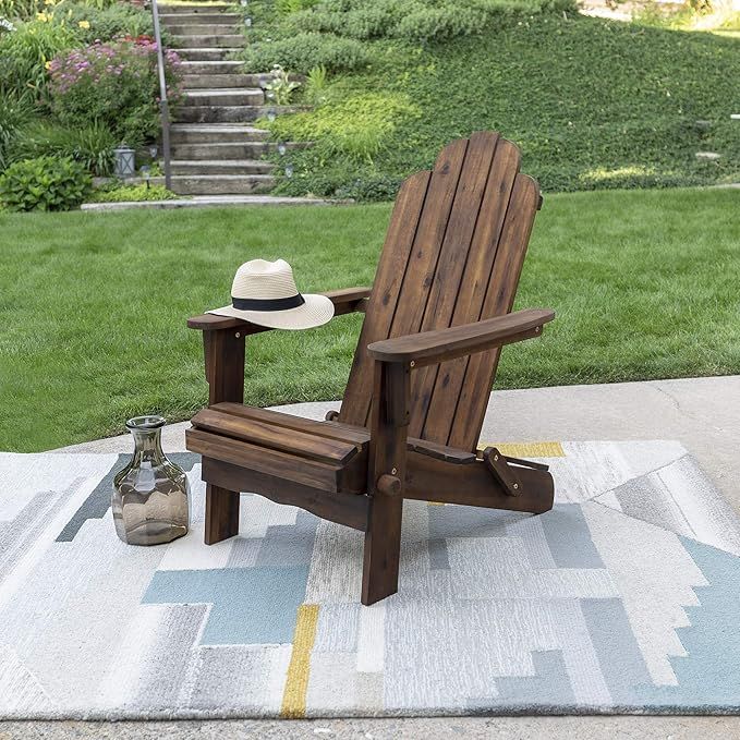 Walker Edison Outdoor Patio Wood Adirondack Foldable Chair All Weather Backyard Conversation Gard... | Amazon (US)