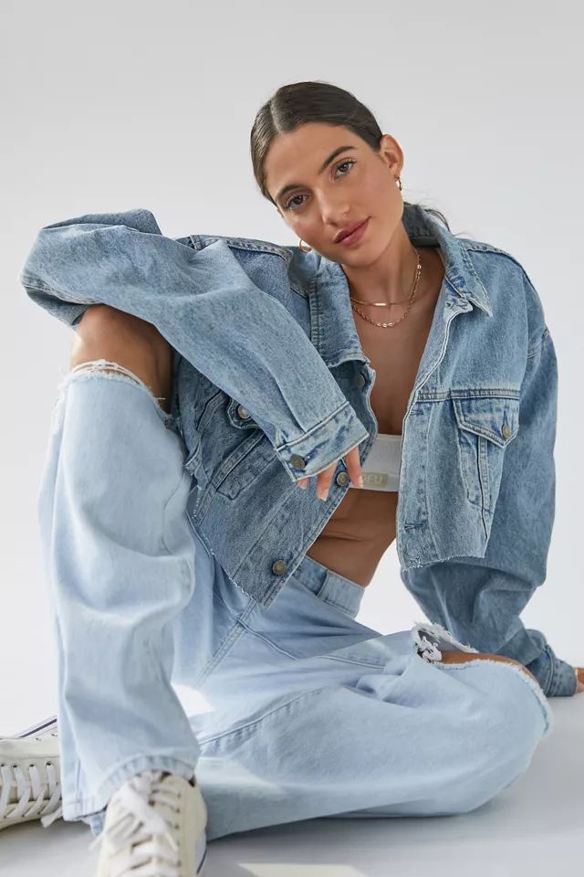 Urban Renewal Recycled Cropped Frayed Denim Jacket | Urban Outfitters (US and RoW)