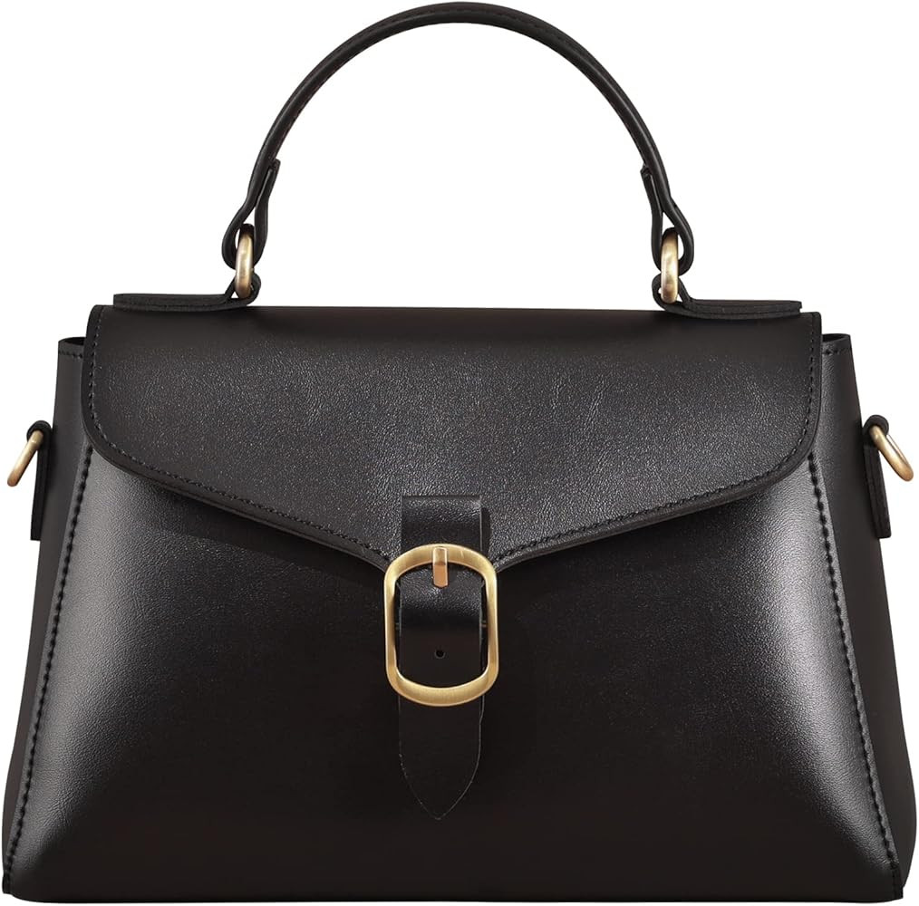 Vintage Vegan Leather Flap Top Handle Bag For Women Retro Satchel Casual Purse Simple Shoulder Cl... | Amazon (US)