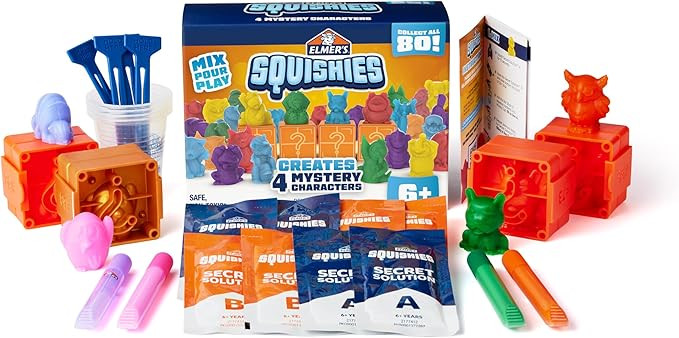 Elmer's Squishies Kids’ DIY Activity Kit, Create 4 Mystery Characters, 24 Piece Kit for Ages 6 ... | Amazon (US)