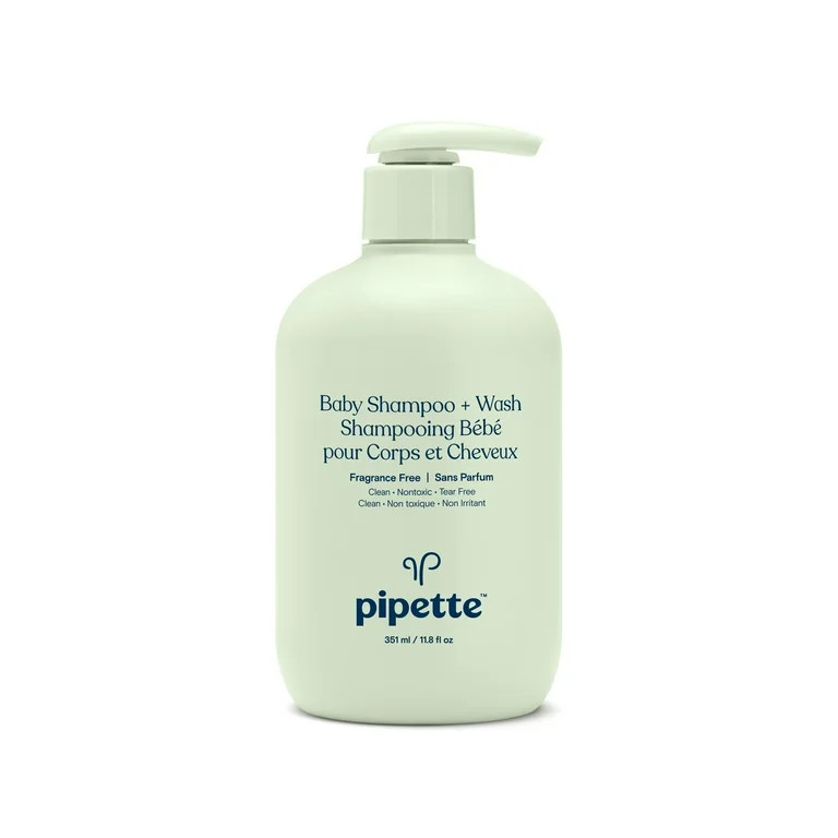 Pipette Tear-Free Baby Shampoo & Wash, Fragrance-Free for Sensitive Skin, 11.8 fl oz | Walmart (US)
