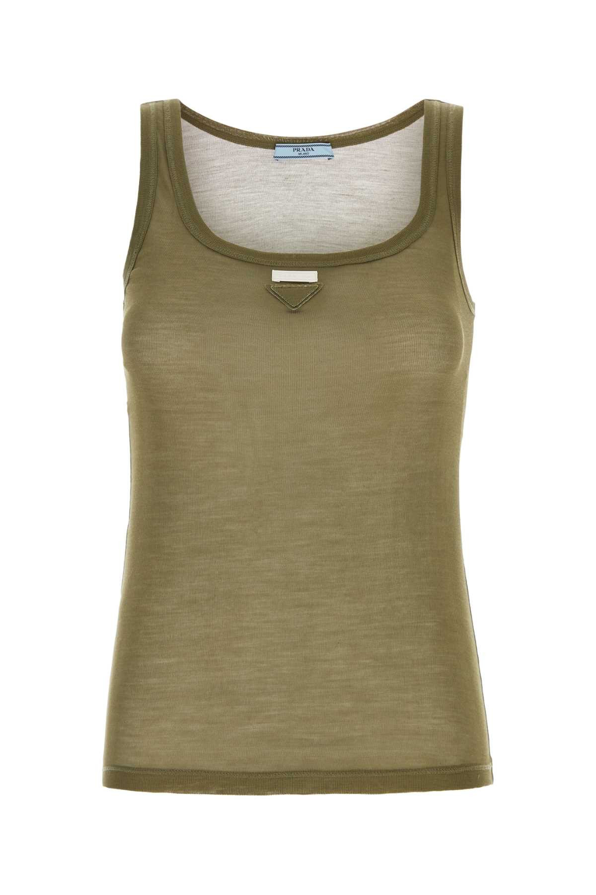Prada Army Green Silk Tank Top | Italist.com US
