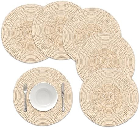famibay Round Placemats, Round Braided Place Mats for Dining Table Heat Insulation Table Mats for... | Amazon (US)