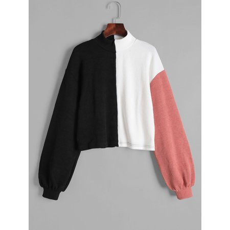 ZAFUL High Neck Contrast Colorblock Sweater L | Walmart (US)
