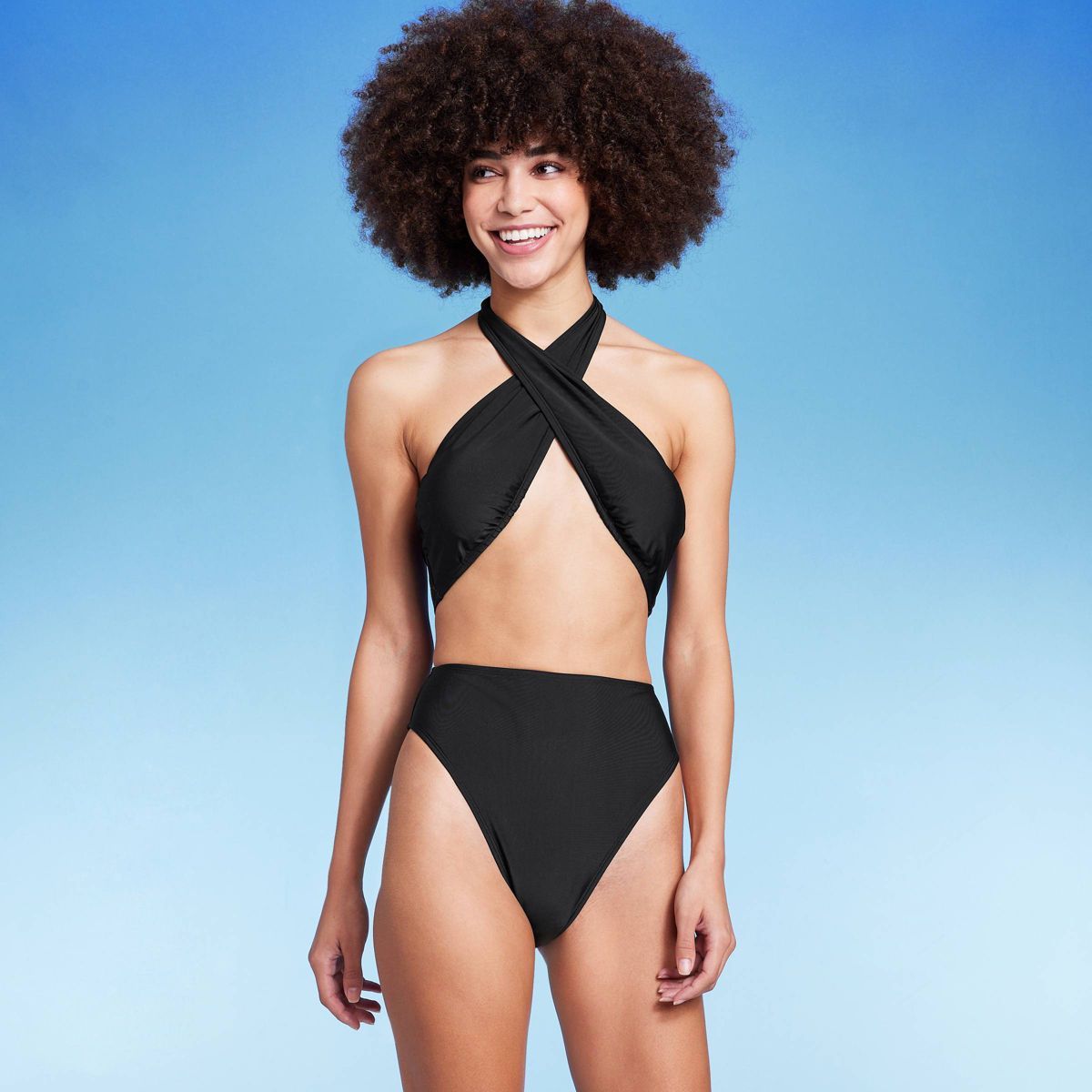 Women's Cross Front Halter One Piece Swimsuit - Wild Fable™ | Target