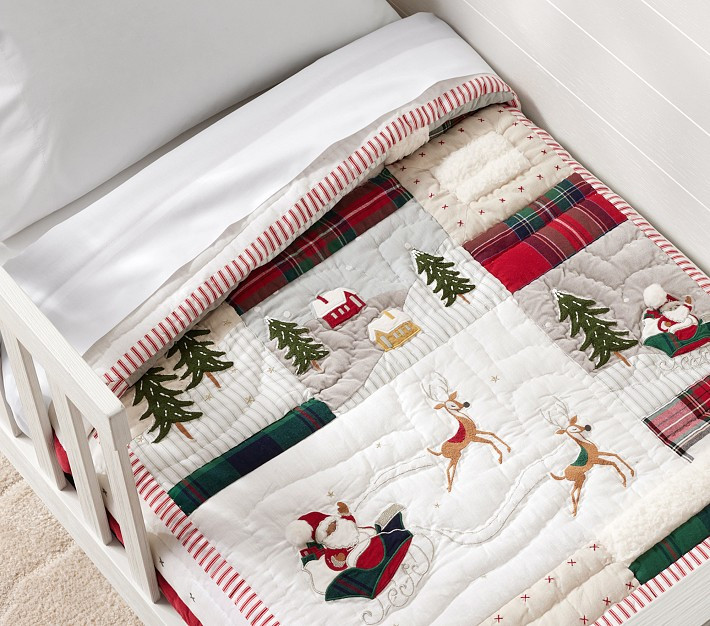 Heritage Santa Toddler Quilt | Pottery Barn Kids
