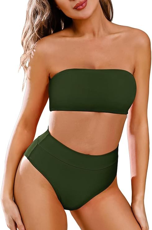 Pink Queen Women's Removable Strap Wrap Pad Cheeky High Waist Bikini Set Swimsuit | Amazon (US)