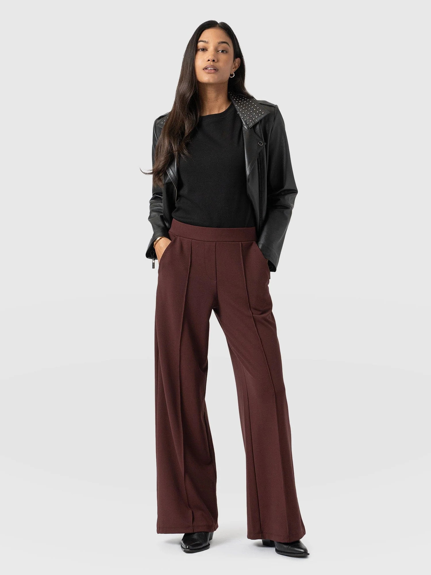 Keller Wide Leg Pant - Maroon | Saint + Sofia