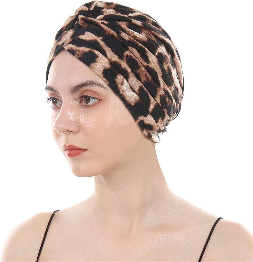 DuoZan Women’s Cotton Turban Elastic Beanie Printing Sleep Bonnet Chemo Cap Hair Loss Hat | Amazon (US)