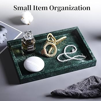 Amazon.com: YMXYJM 100% Natural Marble Tray for Bathroom, Genuine Marble Stone Vanity Tray, Luxur... | Amazon (US)