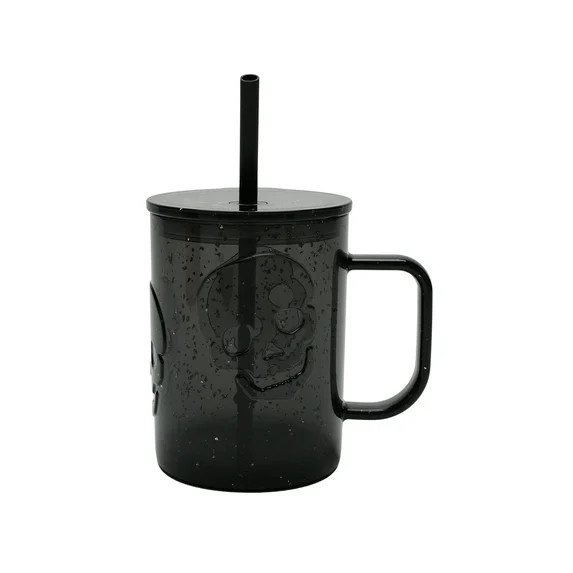 Way To Celebrate 20oz Black Glitter Acrylic Skull Mug with Lid & Straw - Walmart.com | Walmart (US)