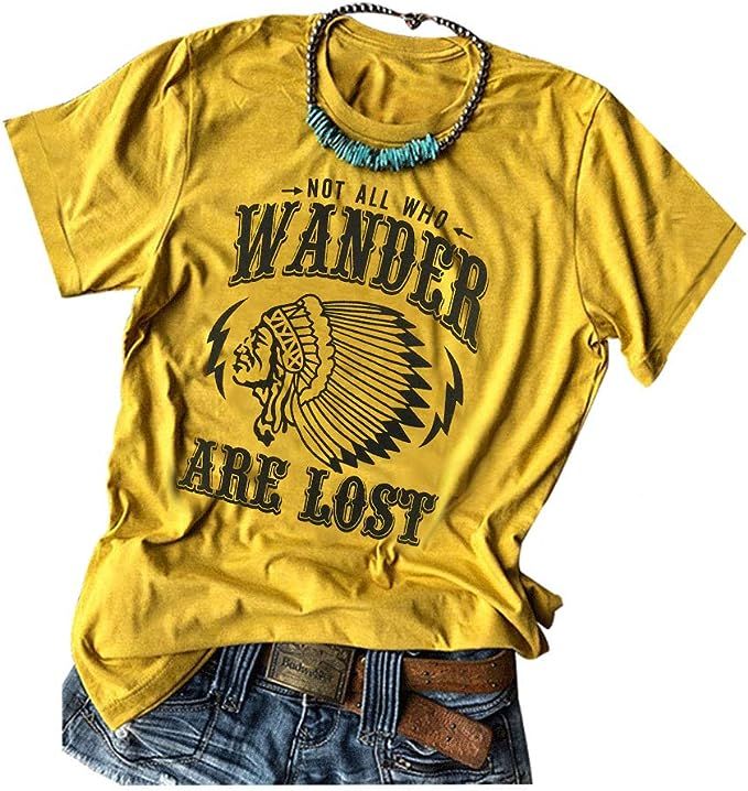 Womens Compass Graphic Tees Not All Who Wander are Lost Print Shirts Travel Casual Tops | Amazon (US)